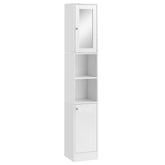 Kozy Tall Bathroom Storage Cabinet with Mirror, Freestanding Floor Cabinet Tallboy Unit with Adjustable Shelves, White
