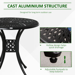 Kozy 78 cm Round Garden Dining Table with Parasol Hole Antique Cast Aluminium Outdoor Table Only, Black