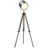 Kozy Floor Lamp with Adjustable Tripod for Living Room Bedroom, Vintage Spotlight Reading Lamp with Wood Legs, 115-155cm, Grey