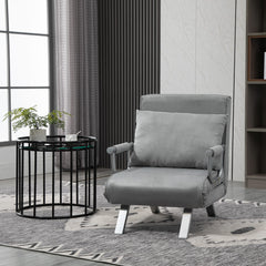 Kozy Suedette Adjustable Back Futon Sofa Chair - Grey
