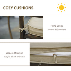 Kozy 4 Seater Outdoor Dining Set Antique Cast Aluminium Garden Furniture Set with Cushions Round Dining Table with Parasol Hole, Bronze