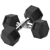 Kozy 2x4kg Rubber Dumbbell Sports Hex Weights Sets Home Gym Fitness Hexagonal Dumbbells Kit Weight Lifting Exercise