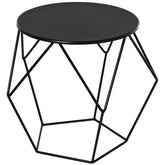 Kozy Round Side Table, Minimalist End Table with Steel Frame, Small Coffee Table for Living Room, Bedroom, Black
