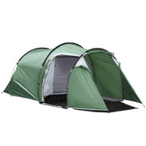 Outsunny Tunnel Tent, 2-3 Person Camping Tent with Sewn-in Groundsheet, Air Vents, Rainfly, 2000mm Water Column, Green | Aosom UK