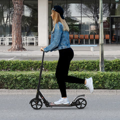 Kozy Folding Kick Scooter, Adjustable Ride On Scooter with 200mm Big Wheels and Double Shock Absorption, Urban Scooter for 14+ Teens Adult, Black