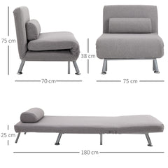Kozy Adjustable Back Futon Sofa Chair - Grey