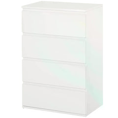 HOMCOM Chest of Drawers: 4-Drawer Storage Cabinet, White Tower Cupboard for Bedroom & Living Room | Aosom UK