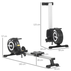 Kozy Folding Rowing Machine, Magnetic Rower Machine with 8 Levels Quiet Resistance, LCD Monitor, Wheels, Aluminium Slide Rail, Vertical Storage, 102kg Weight Capacity for Home Gym Cardio Training