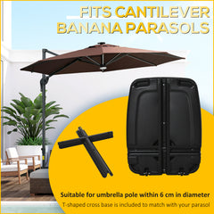 Kozy Parasol Base, Water and Sand Filled, Up to 75kg, Portable Umbrella Stand Weights for Cantilever Banana Parasol with Wheels, Black