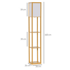 HOMCOM Floor Lamp with Shelves, Floor Standing Lamp, Floor Lights, Natural Reading Illumination for Living Spaces, Kitchen, Natural | Aosom UK