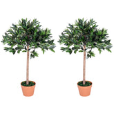 Outsunny 3ft Artificial Olive Tree Indoor Plant Greenery for Home Office Potted in An Orange Pot Set of 2 | Aosom UK