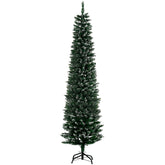 Kozy 6FT Artificial Snow Dipped Christmas Tree Xmas Pencil Tree Holiday Home Indoor Decoration with Foldable Black Stand, Green