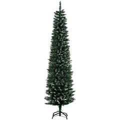 Kozy 6FT Artificial Snow Dipped Christmas Tree Xmas Pencil Tree Holiday Home Indoor Decoration with Foldable Black Stand, Green
