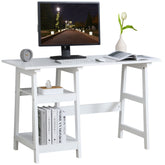 Kozy Compact Computer Desk with Storage Shelves, Study Table with Bookshelf, PC Table Workstation for Home Office, Study, Easy Assembly, 120 x 51cm, White