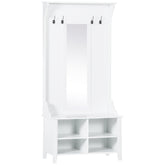 Kozy Hallway Furniture Set Shoe Bench Storage Mirror Cabinet Coat Rack Multiple Cubes Hangers Organiser Shelves w/ 4 Hooks