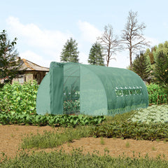 Outsunny Reinforced Polytunnel Greenhouse with Metal Hinged Door, 25mm Diameter Galvanised Steel Frame & Mesh Windows (3 x 6M)