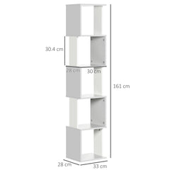 HOMCOM Modern 5-Tier Bookshelf, Freestanding Bookcase Storage Shelving for Living Room Home Office Study, Light Grey | Aosom UK