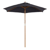 Outsunny Wooden Patio Parasol: 2.5m Outdoor Sun Umbrella, Weather-Resistant, Black | Aosom UK