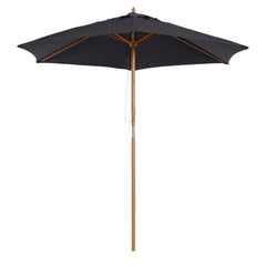 Outsunny Wooden Patio Parasol: 2.5m Outdoor Sun Umbrella, Weather-Resistant, Black | Aosom UK