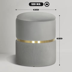 Kozy - Velvet-Feel Storage Ottoman - Light Grey
