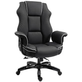 Kozy Faux Leather Executive Office Chair, with Contrast Piping - Black/White