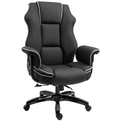Kozy Faux Leather Executive Office Chair, with Contrast Piping - Black/White