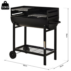 Kozy Steel 2-Grill Charcoal BBQ w/ Wheels Black