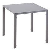 Kozy Modern Square Dining Table for 2-4 People, with Glass Top & Metal Legs for Dining Room, Living Room, Grey