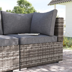 Kozy Outdoor PE Rattan Corner Sofa, Garden Wicker Furniture Single Sofa Chair w/ Cushions, Deep Grey