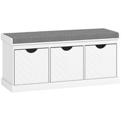Kozy Three-Drawer Shoe Bench, with Seat - White