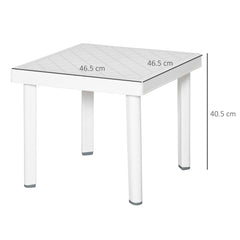 Kozy Garden Side Table Plastic Outdoor Square Coffee End Table for Drink Snack, White
