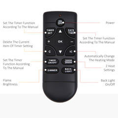 Kozy - Led Wall Mounted Fireplace Curved Glass Electric Fire Place Fire Place 7 Colour Side Lights Slimline, 900/1800W, 65cm x 52cm