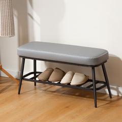 Kozy - PU Leather Shoe Storage Bench - Grey