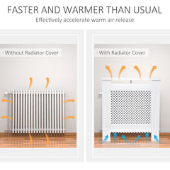 HOMCOM Modern Radiator Cover, Wooden Heating Cabinet, Grill Style Diamond Design, Painted White, Small | Aosom UK