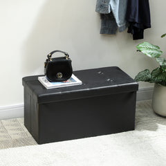 Kozy Storage Ottoman Bench, 89L PU Leather Folding Foot Rest Stool, End of Bed Bench, Easy Assembly, for Living Room, Bedroom, Entryway, Grey