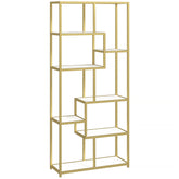 Kozy Seven-Tier Geometric Bookcase - White/Gold Tone