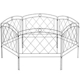 Outsunny Decorative Garden Fencing: Stylish Metal Picket Panels for Outdoor Borders, Easy Installation, Set of 6, Ebony Black | Aosom UK