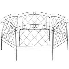 Outsunny Decorative Garden Fencing: Stylish Metal Picket Panels for Outdoor Borders, Easy Installation, Set of 6, Ebony Black | Aosom UK