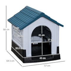 PawHut Dog House Dog Kennel 64.5 x 57 x 66cm with Sturdy Thick PP & Elevated Base for Miniature Dogs, up to 4kg and 36cm in Body Length | Aosom UK