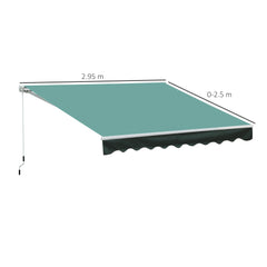 Kozy 3x2.5 m Sun Shade Canopy Garden Patio Manual Retractable Awning Canopy-Dark Green