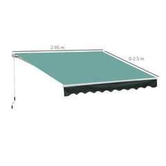 Outsunny 3x2.5 m Sun Shade Canopy Garden Patio Manual Retractable Awning Canopy Sun Shade Shelter, 3x2.5 m-Dark Green | Aosom UK