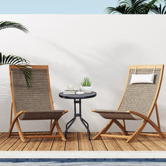 Kozy Bistro Coffee Table Outdoor Tempered Glass Top Table Garden Round Dining Table - 60cm Diameter