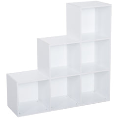 Kozy 3-tier Step 6 Cubes Storage Unit Particle Board Cabinet Bookcase Organiser Home Office Shelves - White