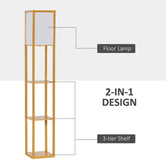 Kozy 3-Tier Floor Lamp, Floor Light with Storage Shelf, Reading Standing Lamp with Acrylic Shade for Living Room, Bedroom, Kitchen, Dining Room, Office, Dorm, 160cm, Natural