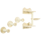 PawHut Feline Climbing Haven: Wall-Mounted Shelves with Hammock, Steps & Scratching Post, Beige | Aosom UK