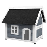 PawHut Outdoor Cat House, Wooden Feral Cat Shelter Waterproof Hide House with Openable Asphalt Roof and Three Doors, 77 x 57.5 x 68cm, Grey | Aosom UK