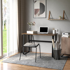 Kozy Computer Table, Writing Desk with Steel Frame and Wood Top, Industrial Home Study Table, 115 x 58 x 74.5cm, Rustic Brown and Black