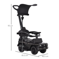 HOMCOM Ride-On Car Push Along Car Mercedes-Benz G350 Sliding Walker Foot to Floor Slider Stroller Toddler w/ Steering Wheel, Black | Aosom UK