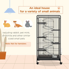 PawHut Five-Level Tall Small Animal Cage, Removable Platforms, Easy Clean, 131cm, Black | Aosom UK