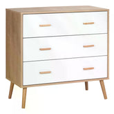 HOMCOM Modern Chest of Drawers, 3-Drawer Bedroom Storage Cabinet, White and Natural Wood Finish | Aosom UK